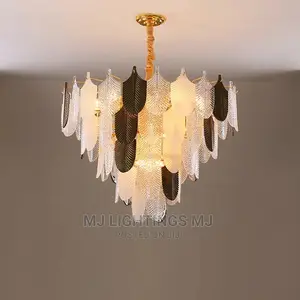 Stainless Steel Glass Leaf Hanging Lamps.