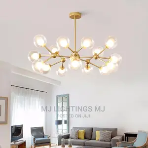 Margic Beans Gold LED Living Room Chandelier Light.