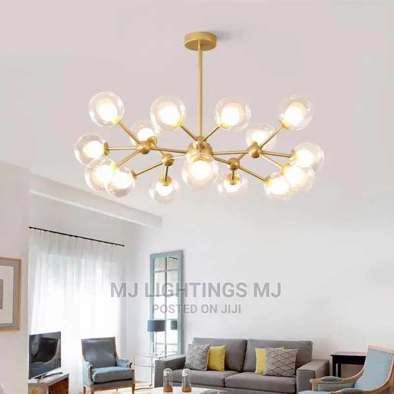 Margic Beans Gold LED Living Room Chandelier Light.