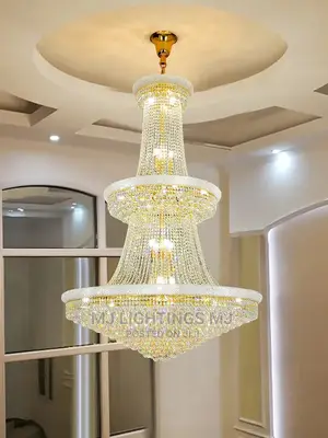 Crystal Chandelier Hotel Lobby Villa High Ceiling Staircase