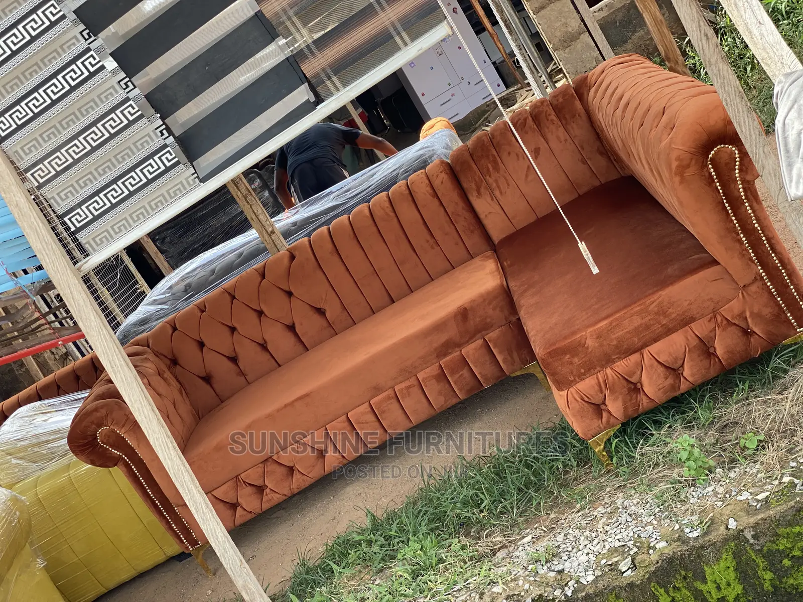 Tufted L Shaped Sofa
