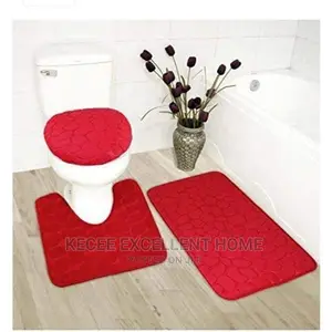 Bathroom Rug Toilet Foot Mat - 3pieces - Red