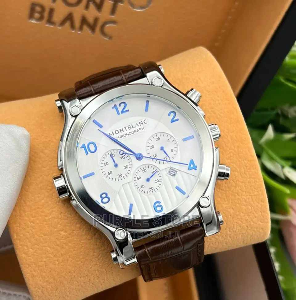 Mont Blanc Leather Chronograph Watch Brown Leather