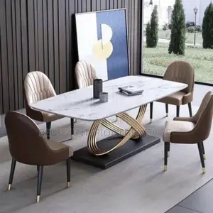 6 Seater Modern Marble Dining Table and Chairs