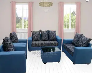 7 Seaters Sofa Chairs With Table and Pillows. Fabric Couch