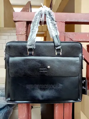 Dullblack Mont Blanc Leather Office, Laptop and Business Bag