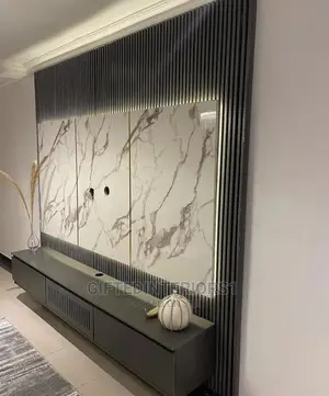 Tv Console With Wall Cladding and Led Light