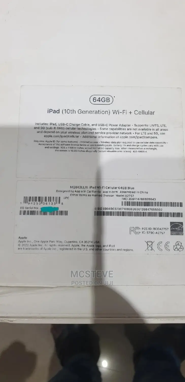 New Apple iPad (2022) 64 GB Blue