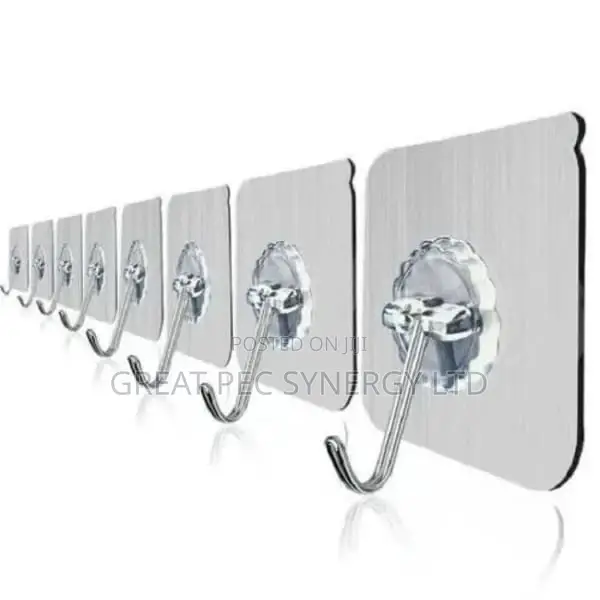 Strong Adhesive 6 in 1 Wall Stick Hook - Long Transparent