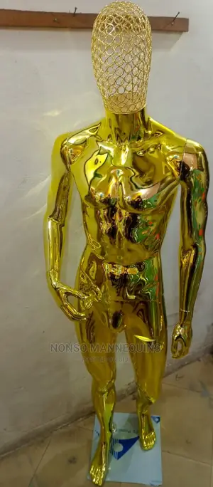 BASKET HEAD MALE Gold Chrome Mannequin Display