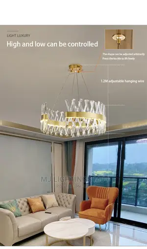 Round Luxury LED Crystal Chandelier for Living Room.