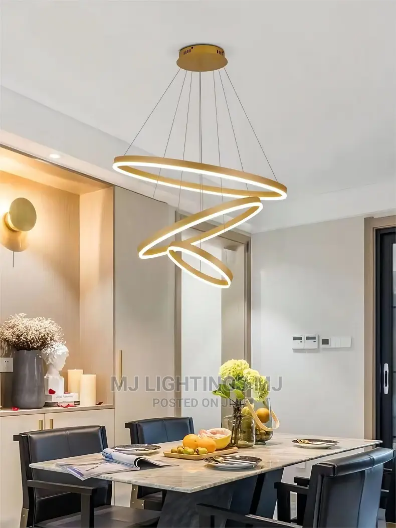 3 Rings Dropping Golden Chandelier Light