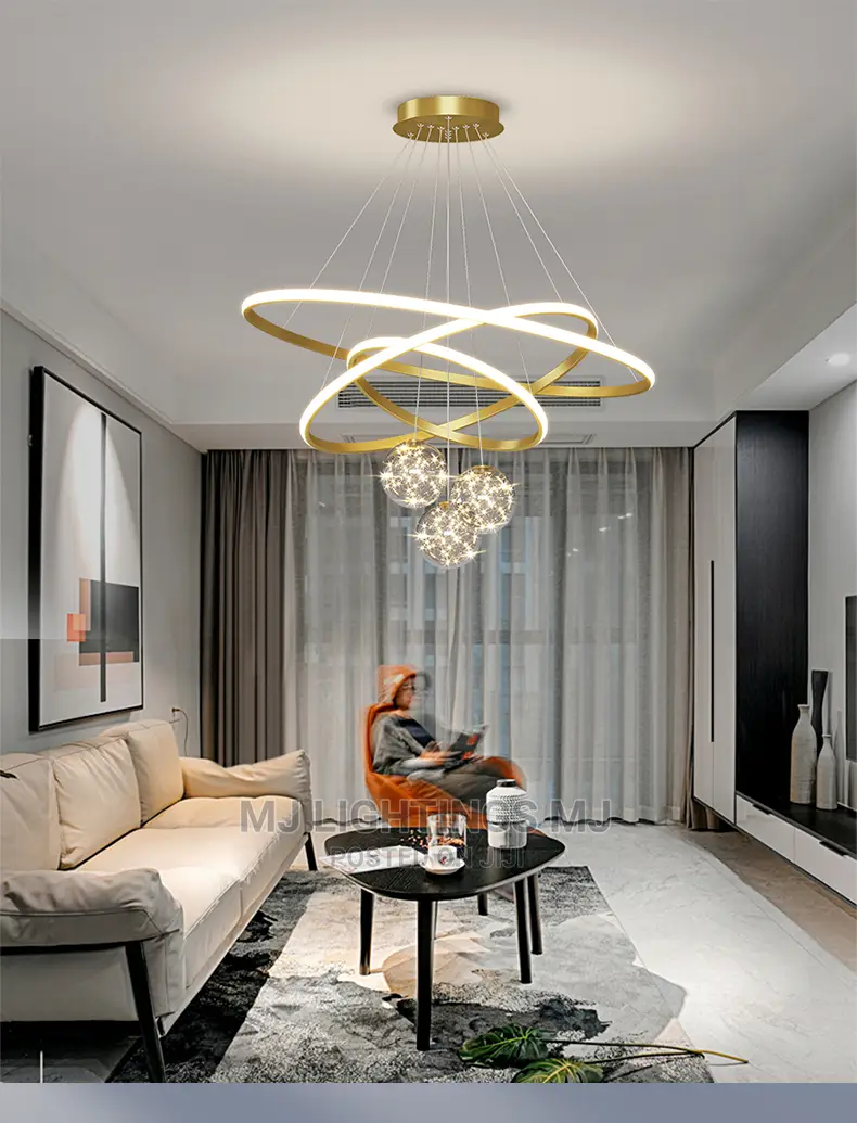 3rings Chandelier With Bubble LED Light.