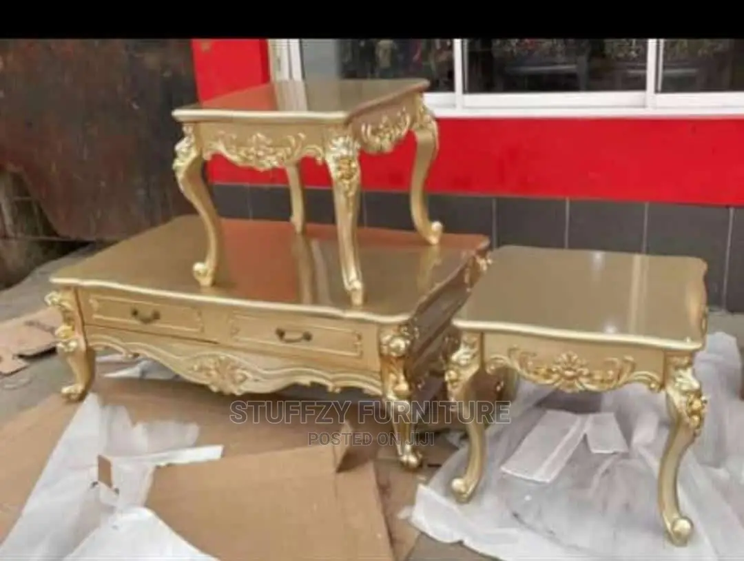Royal Gold Table With 2 Side Stools