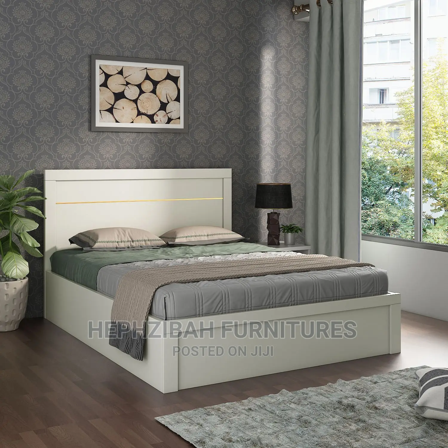 6 X 6 White Bedframe With 1 Bedside Drawer