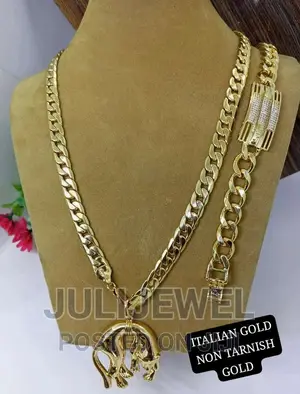 Italian Gold Necklace and Bracelet for Men