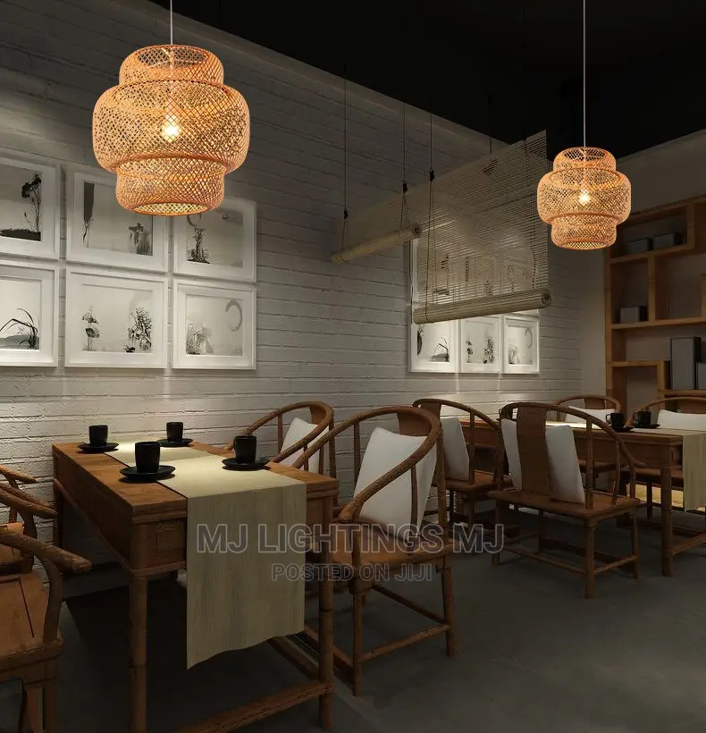 Bamboo Pendant Lamp Hand Knitted Chinese Style.