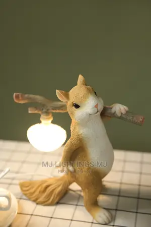 Resin Squirrel Table Lamp Mini LED Small Night Light.
