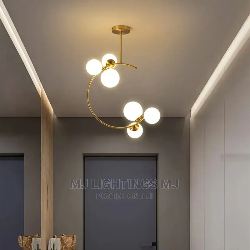 Nordic Round Chandelier Gold Glass Ball Light.