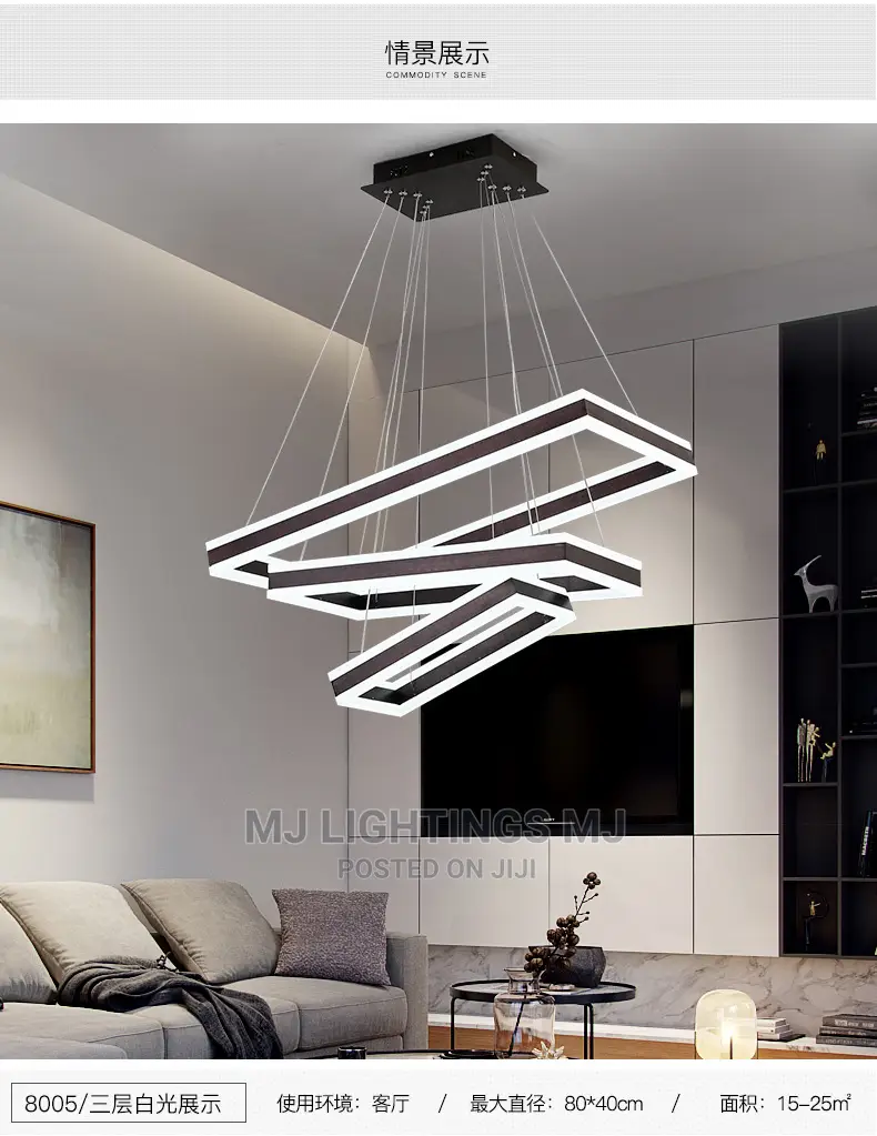 Simple Rectangular Pendant Light Living Room Lamp.