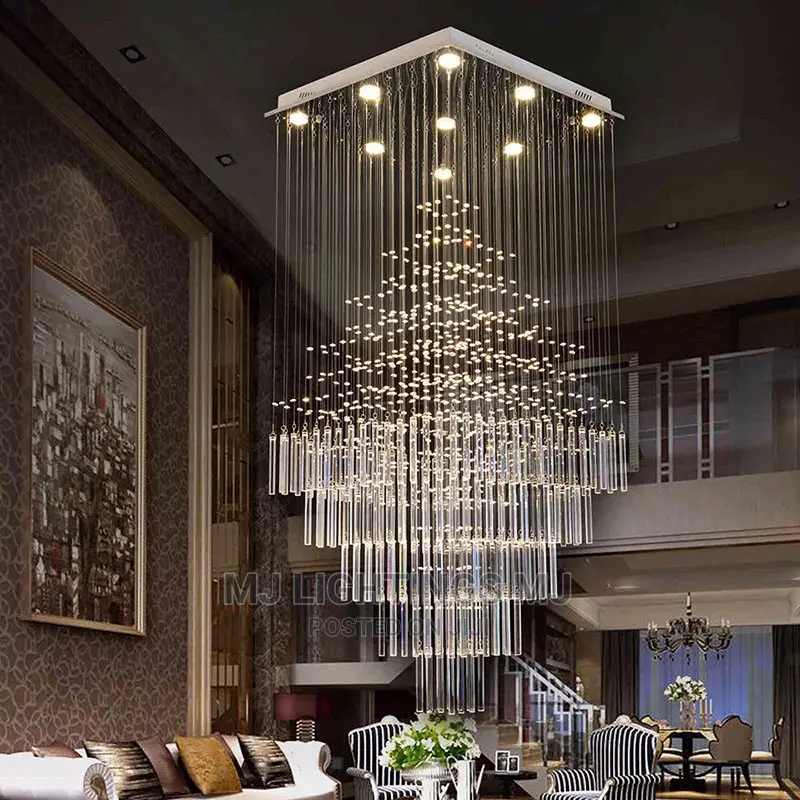 Modern LED Rectangular Crystal Chandelier Lamp.