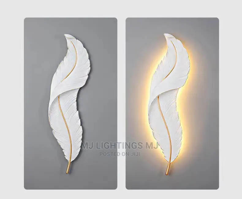 LED White Modern Feather Lamp for TV Backdrop.