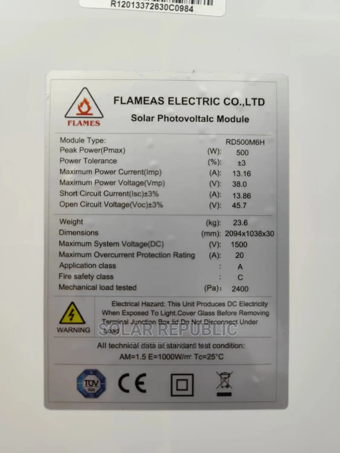 Mono Solar Panel 500W Flames