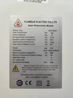 Mono Solar Panel 500W Flames