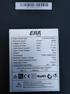 Mono Solar Panel Allblack 440W Era