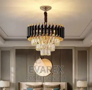 Crystal Chandelier Light With Gold/Black Design 40cm