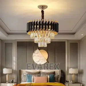 Crystal Chandelier Light With Gold/Black Design 40cm