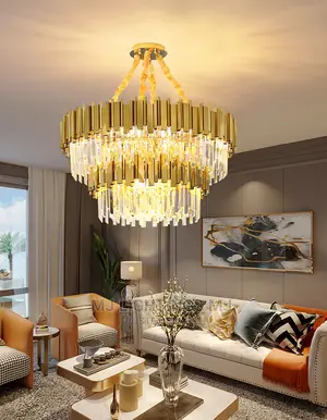 Modern Luxury Shiny Gold LED Pendant Light.