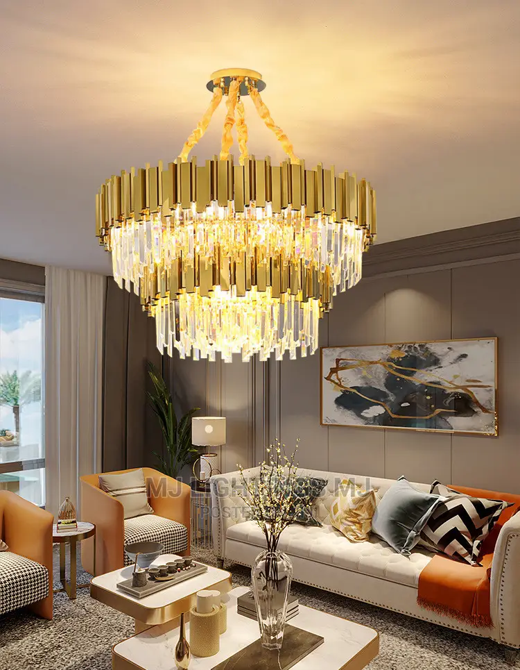 Modern Luxury Shiny Gold LED Pendant Light.
