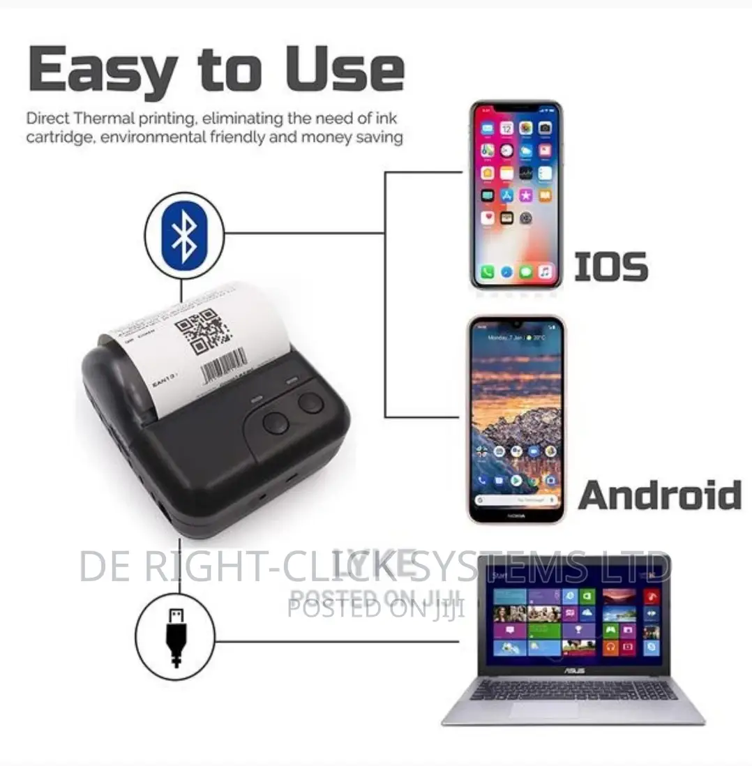 80mm Thermal Receipt Portable Rechargeable Bluetooth Printer