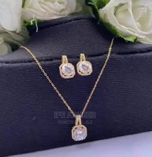 Ladies Set of Silver Jewelry - Earrings, Pendant Chain