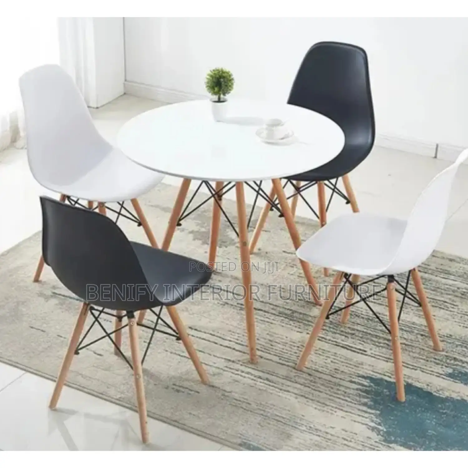 4 Seater Portable Round Dining Table and Chairs