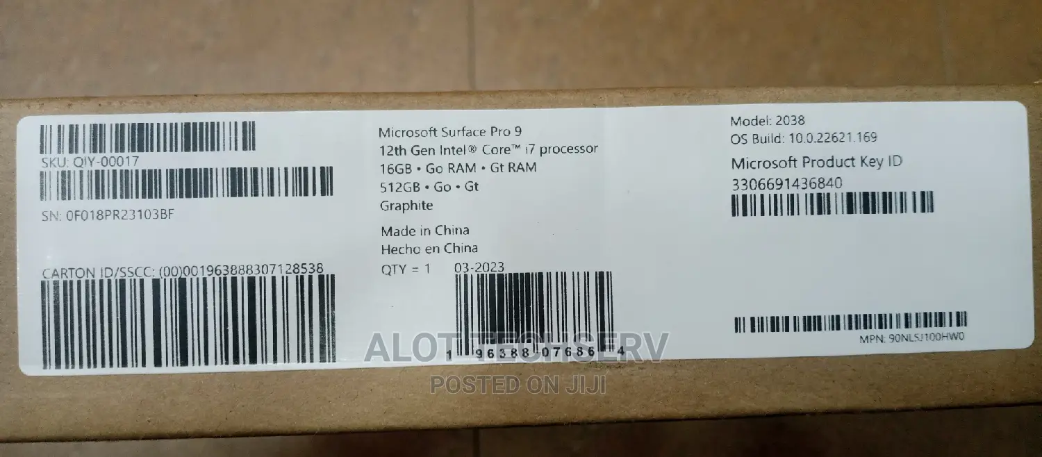 New Laptop Microsoft Surface Pro 9 16GB Intel Core I7 SSD 512GB