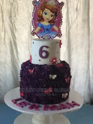 2 Steps Purple and White Six Years Birthday Cakes