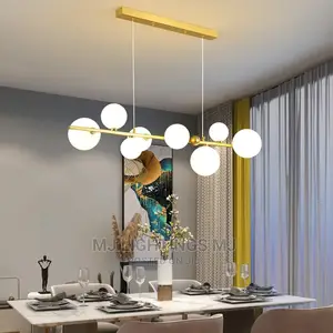 Modern Long Dining Room Chandelier Glass Ball Lampshade.
