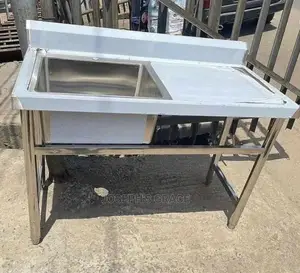 (304)Stainless Steel Sink With Side Bench Table.