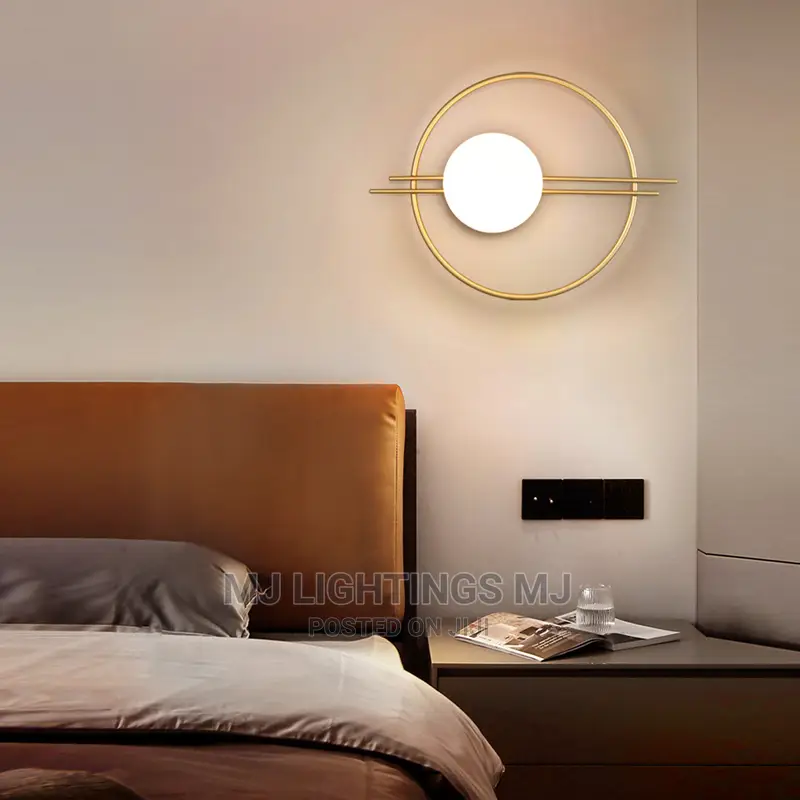Bedside White Ball Glass Indoor Wall Bracket Lamp.