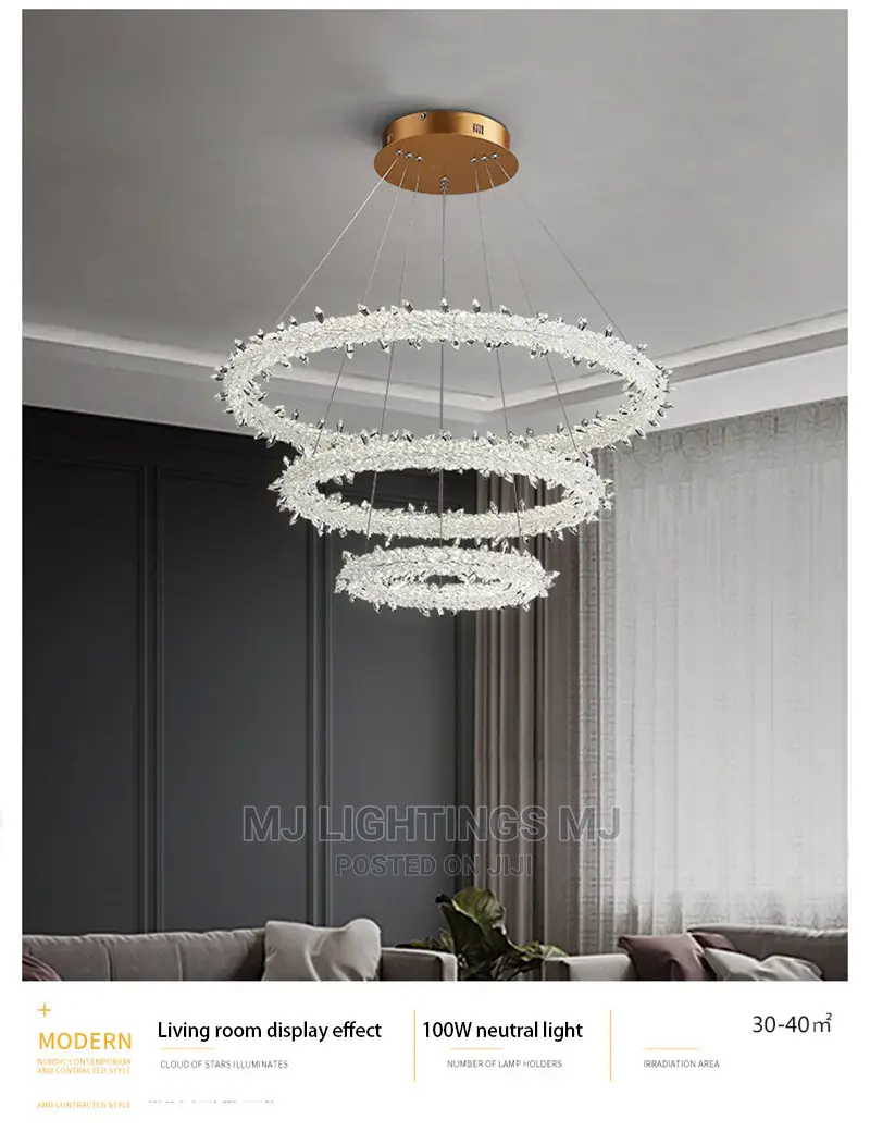 Modern Luxury Crystal Flower LED Chandelier Round Ring Light