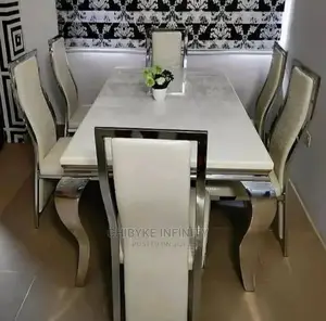 Quality 6-Seater MARBLE DINING TABLE With 6-Exotic CHAIRS