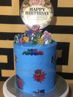 On Mask Cartoon Character Blue High Birthday Cakes