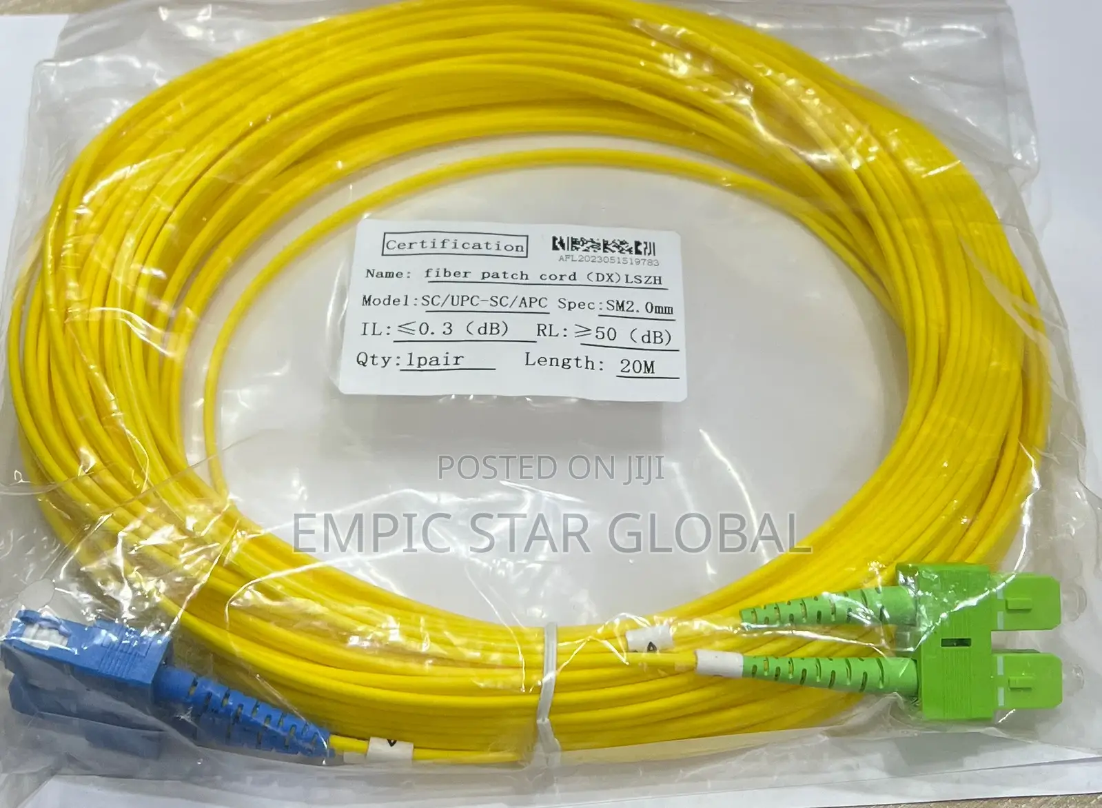 Fiber Optic Patch Cable Sc/Upc-Sc/Apc Sm 20m Sm