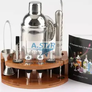 Bar Cocktail Set With Bamboo Stand