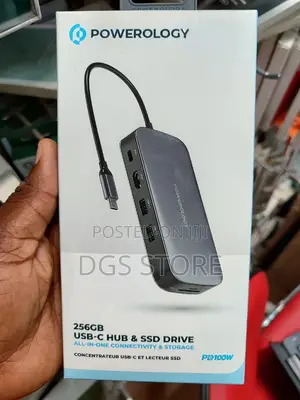 Powerology 256gb USB C Hub SSD Drive PD 100w