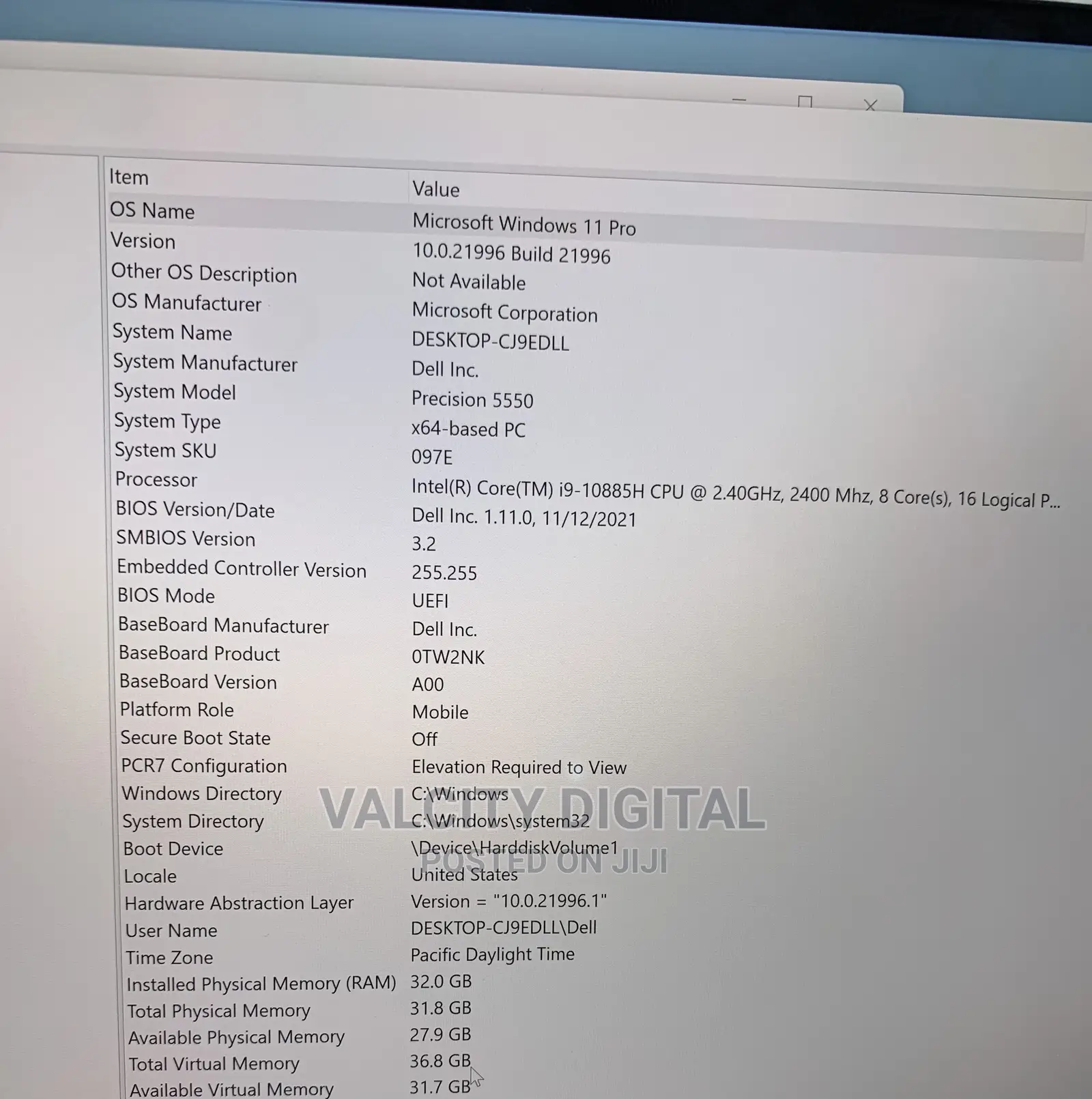 Laptop Dell Precision 5530 32GB Intel Core I9 SSD 1T