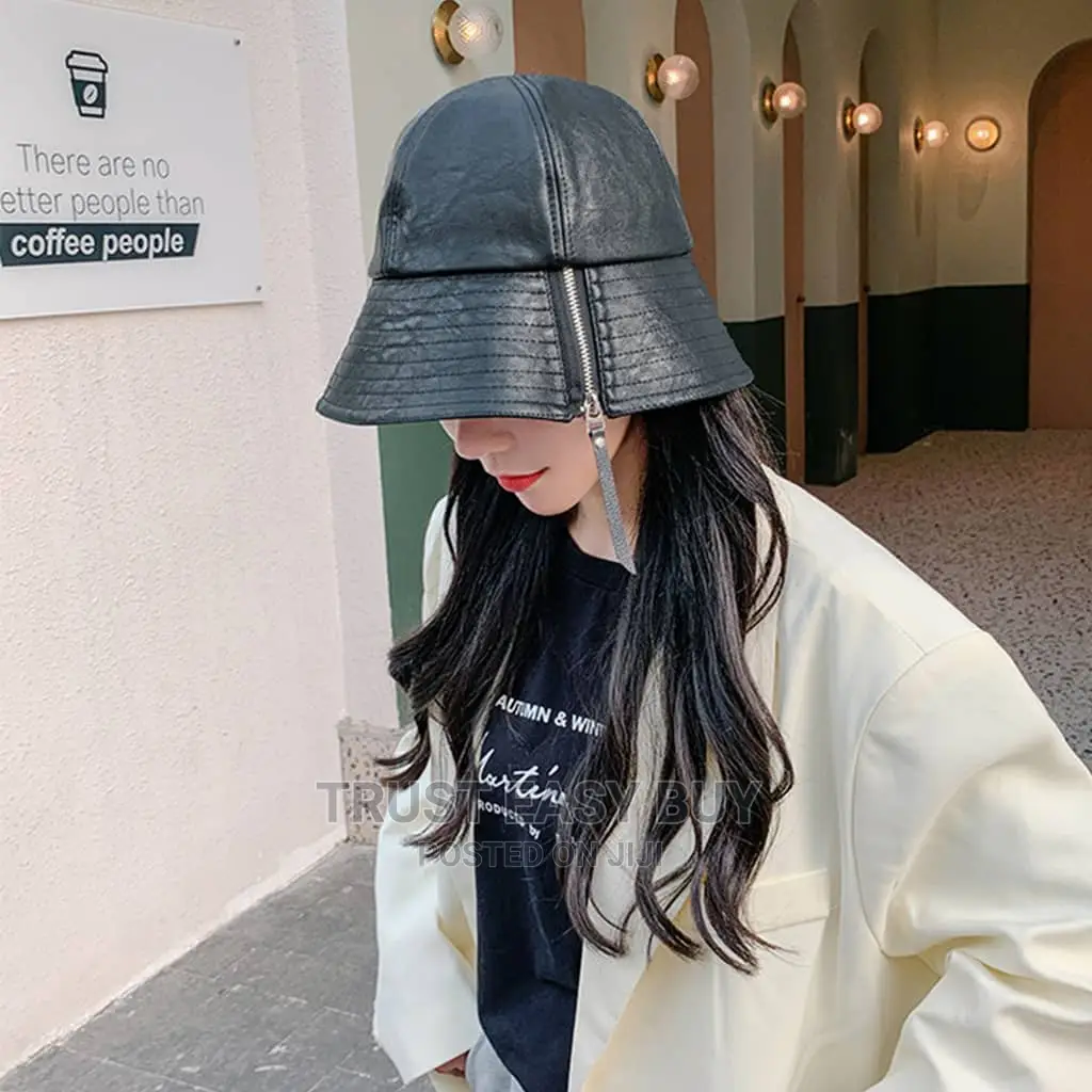 Original Plan Leather Zipper Bucket Hat