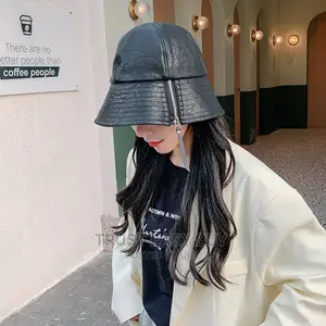 Original Plan Leather Zipper Bucket Hat